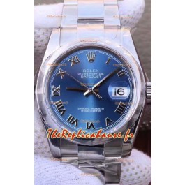 Montre Rolex Datejust 36MM Mouvement Cal.3135 Réplique Suisse avec boîtier en acier 904L et cadran bleu