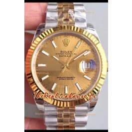 Montre Rolex Datejust 41MM Mouvement Cal.3135 Réplique Suisse en acier 904L bicolore Cadran doré