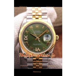 Montre Rolex Datejust 36MM Mouvement Cal.3135 Réplique Suisse en acier 904L bicolore Cadran vert