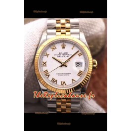 Montre Rolex Datejust 36MM Mouvement Cal.3135 Réplique Suisse en acier 904L Boîtier bicolore Cadran blanc
