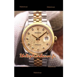 Montre Rolex Datejust 36MM Mouvement Cal.3135 Réplique Suisse en acier 904L Boîtier bicolore Cadran ordinateur