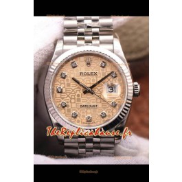 Montre Rolex Datejust 36MM Mouvement Cal.3135 Réplique Suisse en acier 904L cadran perlé 