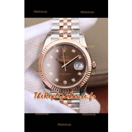 Monrtre Rolex Datejust 41MM Mouvement Cal.3135 Réplique Suisse en acier 904L cadran marron bicolore