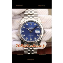 Montre Rolex Datejust 41MM Mouvement Cal.3135 Réplique Suisse en acier 904L cadran bleu