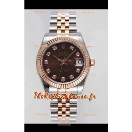Montre Rolex Datejust 31MM Mouvement Cal.3135 Réplique Suisse Cadran Brun Bracelet Jubilé - Ultimate 904L Acier