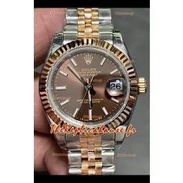 Rolex Datejust Super Clone Cadran marron Montre bicolore Or rose 28 mm