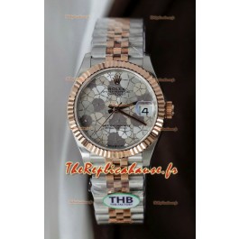 Montre Rolex Datejust Cal.3235, mouvement Super Clone, or rose bicolore, cadran à motifs, 31 mm