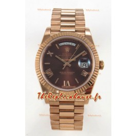 Montre Rolex Day Date Super Clone Cadran Marron 40MM 220 Grammes Réplique Suisse