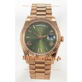 Montre réplique suisse Rolex Day Date Super Clone à cadran vert 40 mm 220 grammes