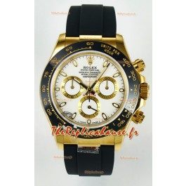 Rolex Daytona Super Clone 116518 Or Jaune Cadran Blanc Mouvement Cal.4130 d'origine
