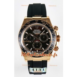 Rolex Daytona Super Clone 126515 Or Rose Cadran Noir Mouvement Cal.4131 d'origine