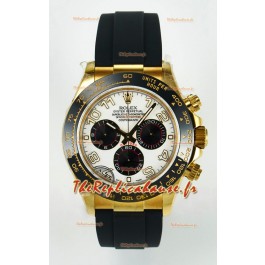 Rolex Daytona Super Clone 116518 Or Jaune Cadran Blanc Mouvement Cal.4130 d'origine