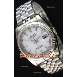 Montre Rolex Datejust 36 mm Cal.3135 Mouvement Suisse à Cadran Blanc et Bracelet Jubilé Répliquée — Montre en acier ultime 904 L 