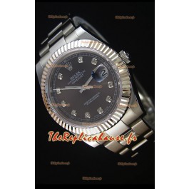 Rolex Datejust II 41MM avec Mouvement Cal.3136 Montre Réplique Suisse en cadran gris avec les marqueurs de diamants 