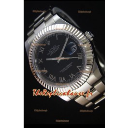 Rolex Datejust II 41MM avec Mouvement Cal.3136 Montre Réplique Suisse En cadran noir avec Chiffres romains