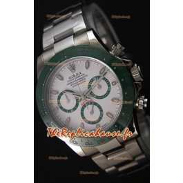 Rolex Cosmograph Daytona Cadran Blanc Vert Céramique Mouvement Original Cal.4130- Montre Ultime Acier 904L 