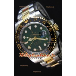 Rolex GMT Masters II acier et or bicolore Or Jaune Montre avec Cadran Vert 