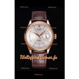 Rolex Cellini Date Ref#50515 Réplique 1:1 Miroir Montre en or rose 904L cadran blanc