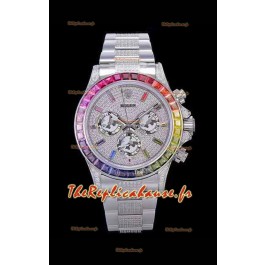 Rolex Daytona ICED OUT 904L Montre à boîtier acier Mouvement original Cal.4130 - Réplique 1:1