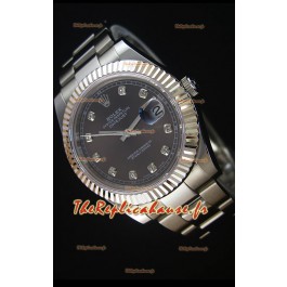 Réplique de montre Rolex Datejust Japanese - Cadran gris en 41MM avec bracelet huitre