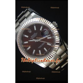 Réplique de montre Rolex Datejust Japonaise - Cadran rouge profond en 41MM avec bracelet huitre