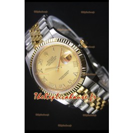 Réplique de montre japonaise Rolex Datejust - Placage bicolore avec cadran doré dans un boîtier de 36MM