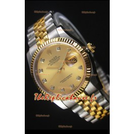 Réplique de montre japonaise Rolex Datejust - Placage bicolore avec cadran doré dans un boîtier de 36MM