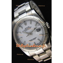 Réplique de montre Rolex Datejust Japanese - Cadran blanc en 36MM avec bracelet huitre