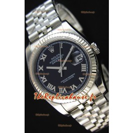 Réplique de montre Rolex Datejust Japanese - Cadran noir en 36MM avec bracelet jubilé
