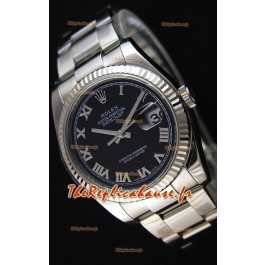 Réplique de montre Rolex Datejust Japanese - Cadran noir en 36MM avec bracelet huitre