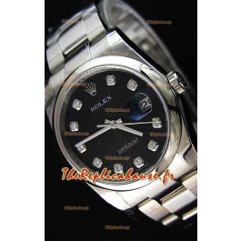 Réplique de montre Rolex Datejust Japanese - Cadran noir en 36MM avec bracelet huitre