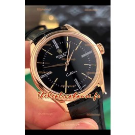 Rolex Cellini Date Ref#50505 Réplique montre 1:1 Or Rose Acier Cadran Noir 