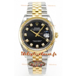 Rolex Super Clone Datejust ETA 3235 Mouvement 36MM Montre or jaune bicolore suisse à cadran noir