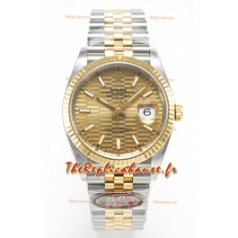 Rolex Super Clone Datejust ETA 3235 Mouvement 36MM Montre Or jaune bicolore Cadran suisse cannelé