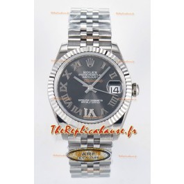 Montre Rolex Super Clone Datejust Mouvement ETA 2688 Boîtier acier inoxydable 31MM Cadran gris