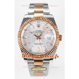 Rolex Super Clone Datejust ETA 3235 Mouvement 41MM Plaqué or rose deux tons Montre à cadran cannelé