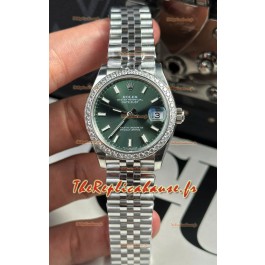 Montre Rolex Super Clone Datejust Mouvement ETA 2688 Boîtier acier inoxydable 31MM Cadran vert