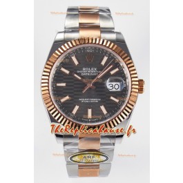 Rolex Super Clone Datejust ETA 3235 Mouvement 41MM Plaqué or rose bicolore Montre à cadran cannelé
