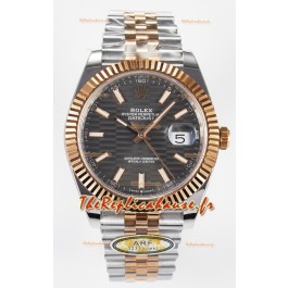 Rolex Super Clone Datejust ETA 3235 Mouvement 41MM Plaqué or rose bicolore Montre à cadran cannelé