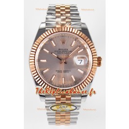 Montre Rolex Super Clone Datejust ETA 3235 Mouvement 41MM Plaqué or rose deux tons et cadran