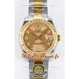 Rolex Super Clone Datejust ETA 2688 Mouvement 31MM Deux tons Or Jaune Suisse Cadran Or