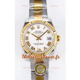 Rolex Super Clone Datejust ETA 2688 Mouvement 31MM Or Jaune bicolore Cadran Blanc Suisse