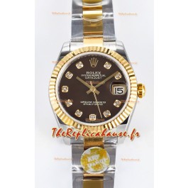 Rolex Super Clone Datejust ETA 2688 Mouvement 31MM or jaune bicolore cadran suisse brun