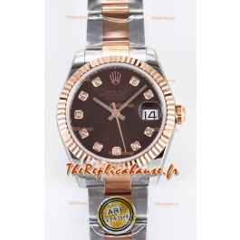 Rolex Super Clone Datejust ETA 2688 Mouvement 31MM Bicolore Or Rose Suisse Cadran Brun
