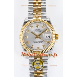 Rolex Super Clone Datejust ETA 2688 Mouvement 31MM Or Jaune bicolore Cadran Acier