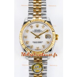 Rolex Super Clone Datejust Mouvement ETA 2688 31MM Cadran en or jaune nacré bicolore