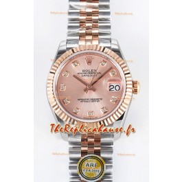 Rolex Super Clone Datejust ETA 2688 Mouvement 31MM Deux tons Or Rose Suisse Cadran Champagne