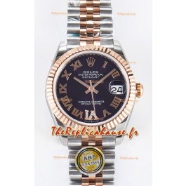 Rolex Super Clone Datejust ETA 2688 Mouvement 31MM Or Rose bicolore Suisse Cadran Violet