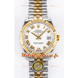 Rolex Super Clone Datejust ETA 2688 Mouvement 31MM Or jaune bicolore Cadran blanc suisse