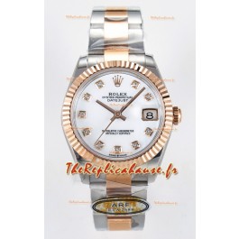 Rolex Super Clone Datejust ETA 2688 Mouvement 31MM Or Rose bicolore Cadran blanc